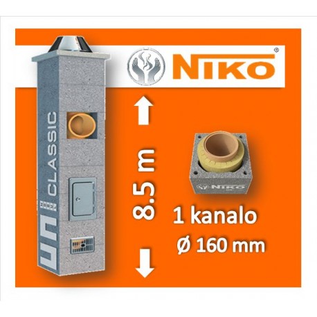 NIKO UNI 1-KANALO 8.5m Ø160 kaminas