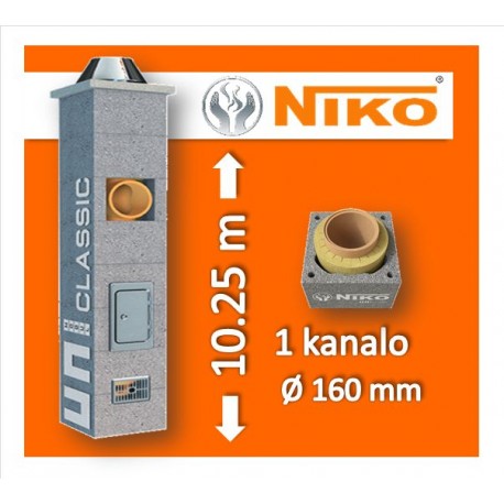 NIKO UNI 1-KANALO 10.25m Ø160 kaminas