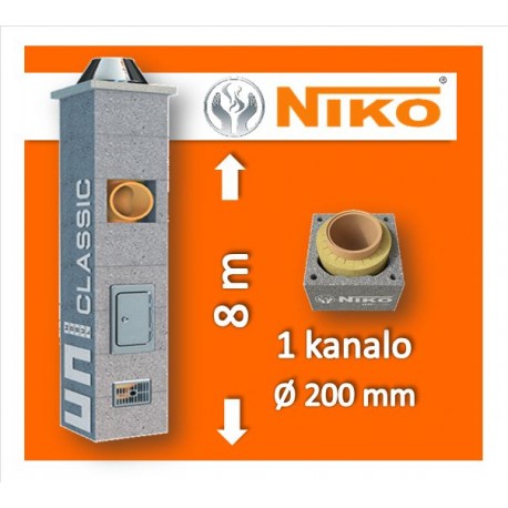 NIKO UNI 1-KANALO 8m Ø200 kaminas