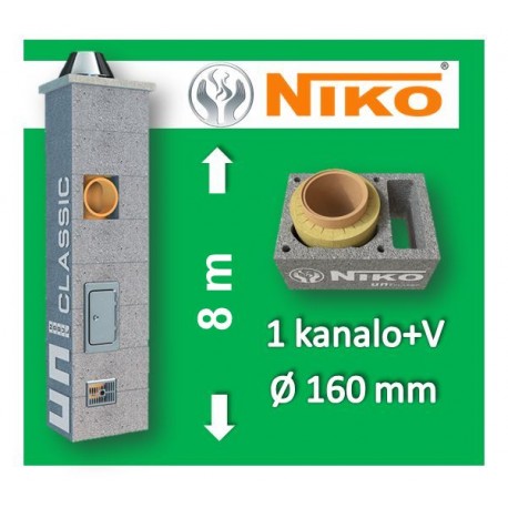 NIKO UNI 1-KANALO SU VENTILIACIJA 8m Ø160 kaminas