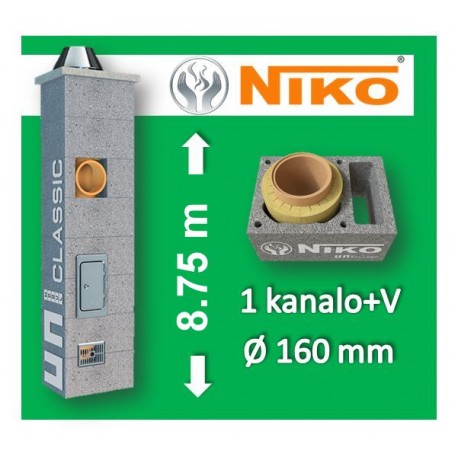NIKO UNI 1-KANALO SU VENTILIACIJA 8.75m Ø160 kaminas