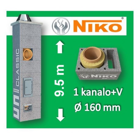 NIKO UNI 1-KANALO SU VENTILIACIJA 9.5m Ø160 kaminas