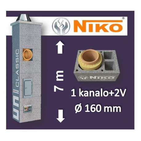 NIKO UNI 1-KANALO SU 2 VENT. 7m Ø160 kaminas