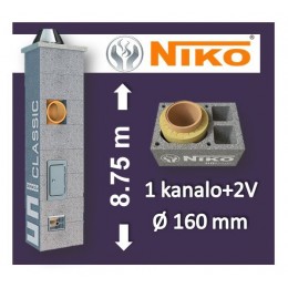 NIKO UNI 1-KANALO SU 2 VENT. 8.75m Ø160 kaminas
