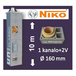 NIKO UNI 1-KANALO SU 2 VENT. 10m Ø160 kaminas