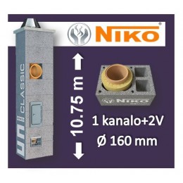 NIKO UNI 1-KANALO SU 2 VENT. 10.75m Ø160 kaminas
