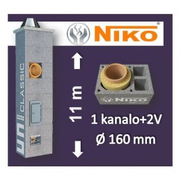NIKO UNI 1-KANALO SU 2 VENT. 11m Ø160 kaminas