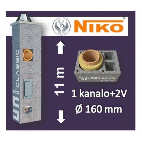 NIKO UNI 1-KANALO SU 2 VENT. 11m Ø160 kaminas